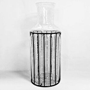 Gold Canyon Candle Mixed Material Vase – Glass & Iron, 11" Height, Home Decor